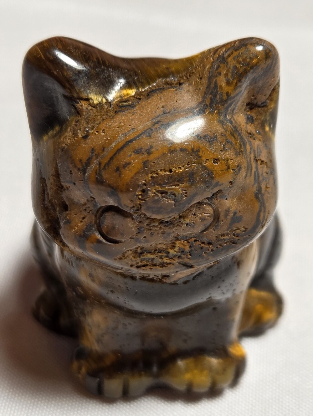 New Tiger's Eye Cat Figurine - Brown and Gold 40mm Tall